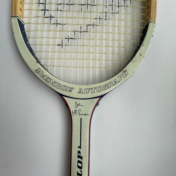 Vintage John McEnroe Dunlop Autograph Wooden Tennis Racquet with Original Cover - Picture 9 of 12